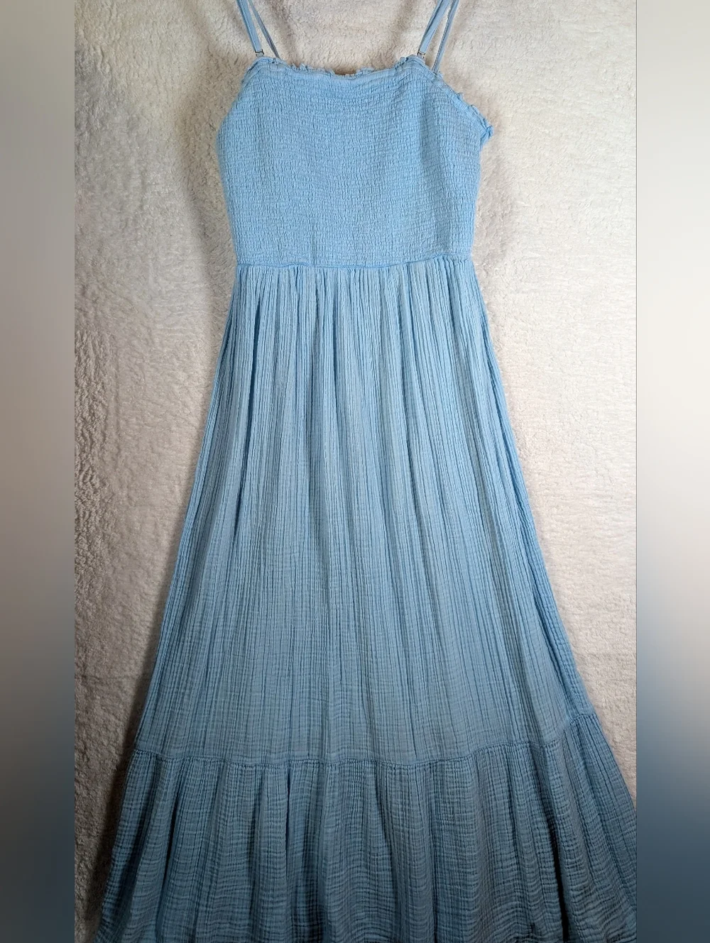 Nwot Anthropologie Light Blue Smocked Maxi Sundress - Picture 2 of 7